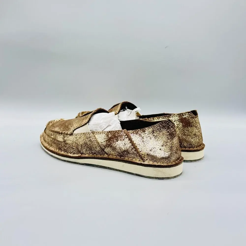 Ariat Shoes Womens 10 Gold Leather Glitter Cruiser Moccasin Flats Slip On Casual